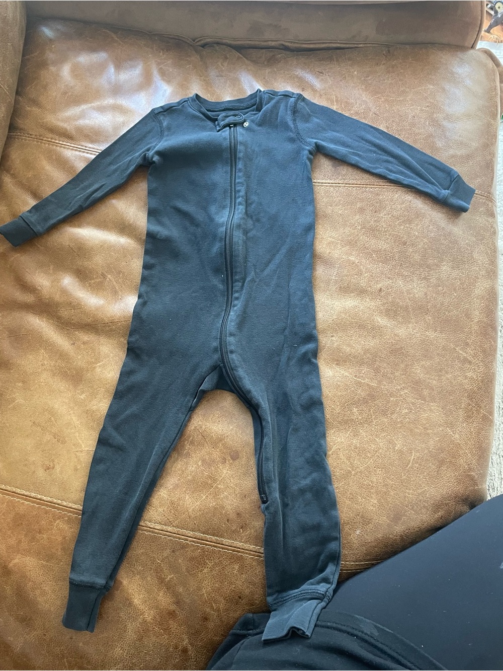 Kids Black Zipper One-Piece Sleepwear